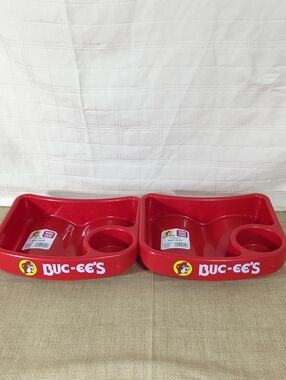Buc-ees Bucees Snack Tray- Durable Snack & Cup Holder Set Of 2